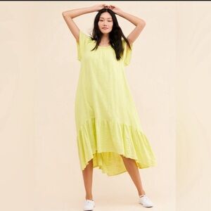 Maeve Anthropologie Yellow Saleh High Low Dress  dress